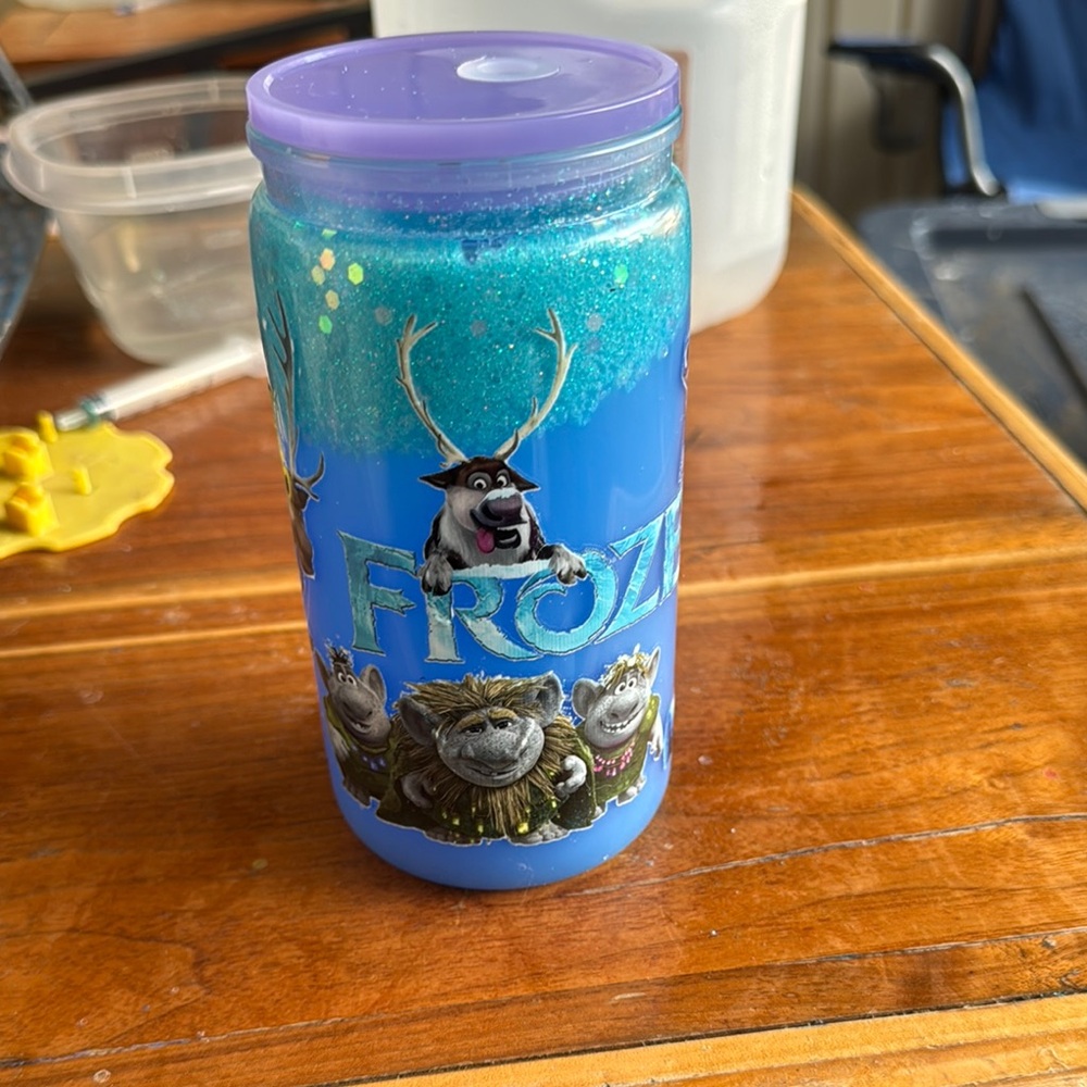 Disney Frozen Blue and Purple Glitter Tumbler